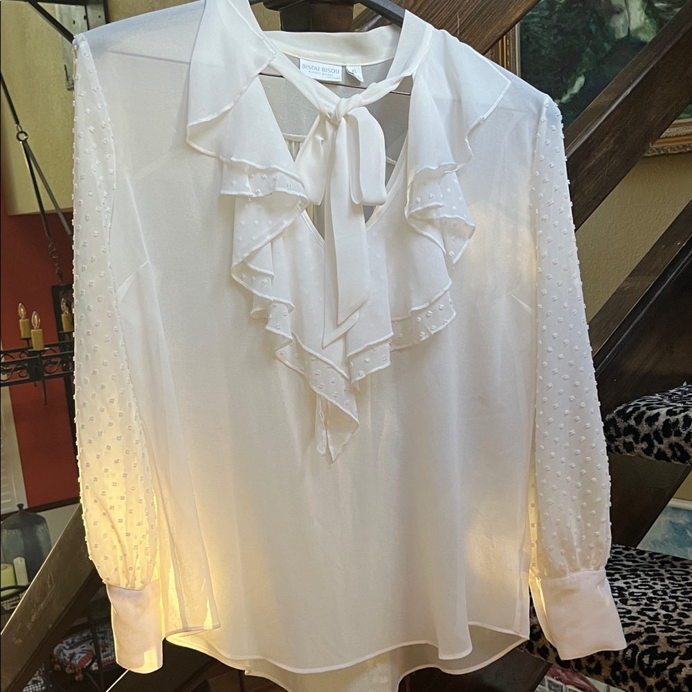 Elegant White Ruffled Blouse